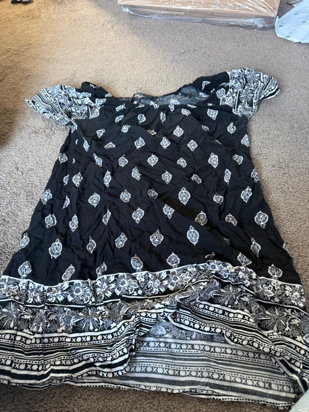 Black and White Boho Print Dress